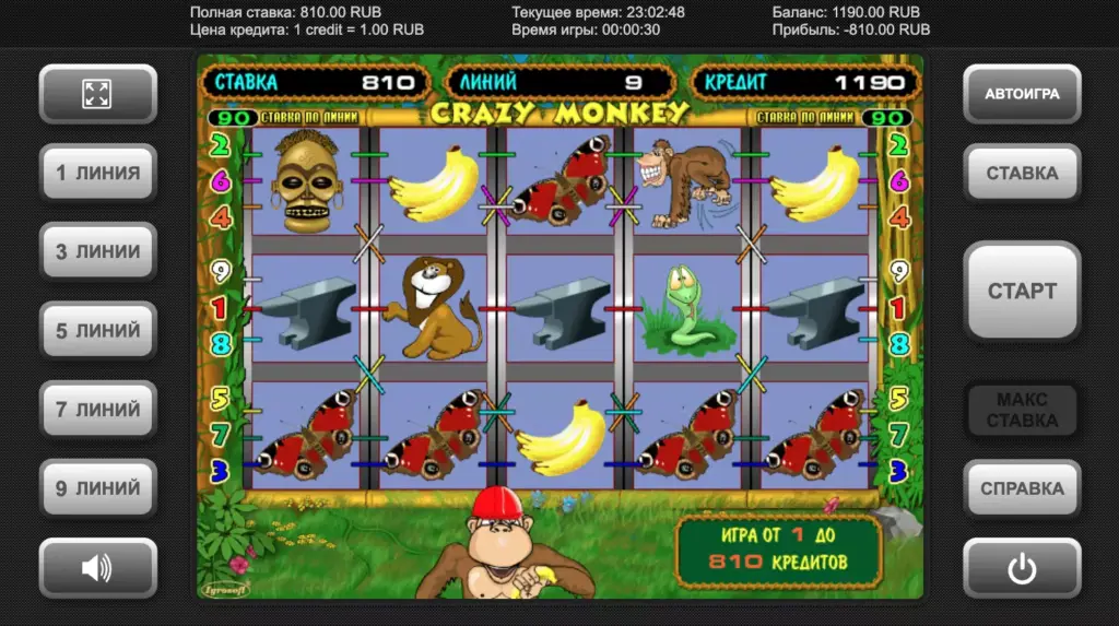 Игра в слот Crazy Monkey