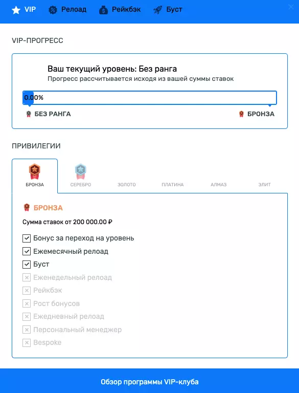 Статусы, VIP-клуб и рейкбэк